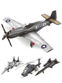 Large Aircraft Building Blocks, SR-71 Blackbird Reconnaissance Aircraft / WZ10 Helicopter Gunship / F-15 Hawk Fighter / P51 Mustang Fighter, Home Office Decoration, Collectible Building Block Toys,For Birthday Gifts,Christmas Toys