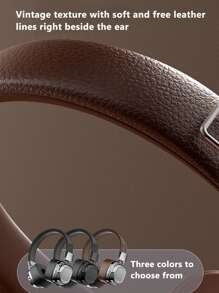 復古風格無線5.3耳罩式耳機，重低音耳機適用於手機電腦 - 銀棕色 - 查看 7