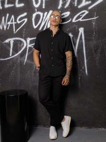Men Shirts - สีดำ - ดู 3