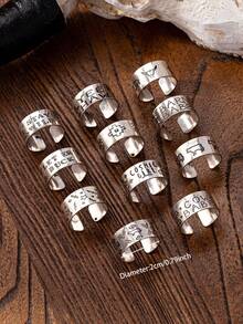 1 pieza Anillo de acero de declaración retro con diseño de cabeza de vaca al estilo vaquero vaquera occidental para el pulgar - Plata antigua - Ver 3