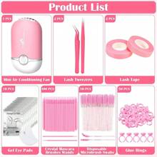 215 pièces Kit de fournitures pour extensions de cils, kit de cils pour débutants en extensions de cils, souffleur d'air USB, 2 pinces à cils, 100 brosses à mascara, 50 applicateurs micro, 50 porte-gobelets, 2 rubans, 10 tampons oculaires. Cadeau de Noël