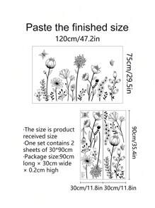 1 件花卉和蝴蝶图案墙贴，现代线条花卉图案 PVC 墙贴，用于家居装饰，贴纸，墙贴，乙烯基贴花，用于家居装饰，春季装饰品让您的家焕然一新，拉玛装饰贴纸礼物生日毕业