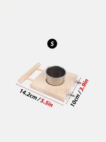 1pc Wooden Matte Perch Stand With Stainless Steel Bowl & Water Cup Combo, Parrot Feeder Suitable For Year-Round Use For Birds - Apricot - View 11