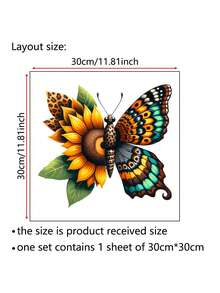 1PC Butterfly Flower Decorative Toilet Sticker, Removable PVC Material Toilet Sticker, Suitable For Bathroom Toilet Sticker, 11.8inchX11.8inch - Multicolor - View 5