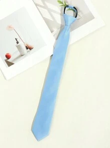 1pc Men's Casual Solid Color Easy Zip-Up Necktie With Fine Diagonal Stripes (1200 Needle Count), Suitable For Daily Suit Matching, Available In Black/Green/Blue/Apricot/Grey