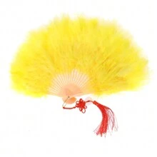 Éventail en tissu pour femmes, accessoire de danse, synthétique avec plumes et pliable, joli éventail de décoration de mariage. Meilleur cadeau pour l'anniversaire