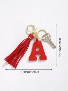 1款可愛多色PU皮流蘇帶26個字母精美鑰匙扣，汽車鑰匙扣，背包裝飾吊飾，適合日常使用，假日禮物，最理想的朋友禮物 - 彩色 - 查看 11