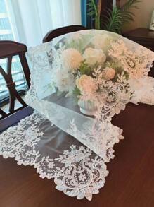 Embroidered Mesh Kitchen Table Placemat Decor, Indoor/Outdoor Decoration For Festival, Wedding, Banquet, Birthday Party. Tablecloth Runner In Various Sizes. - Beige - View 10