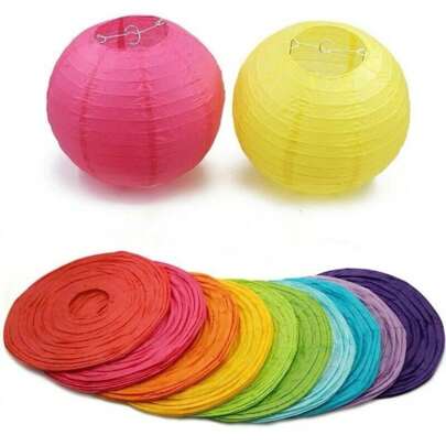Kit 5 Luminárias Bola Balao Japonesa Chinesa Oriental Lanterna Papel Cores 30cm Decoração Festa