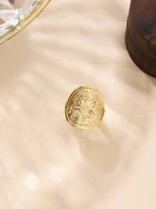 1入可愛且精緻的銅合金18k鍍金可調節戒指,適合女性日常佩戴 - 金黃色 - 查看 2