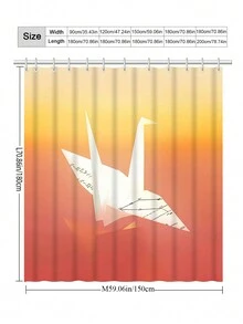 1 pieza Cortina de ducha con grulla de origami naranja, estilo moderno, de poliéster impreso, divisoria resistente al agua para baño, cortina de ventana de baño anti-moho - Multicolor - Ver 2