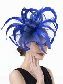 1pc Fascinators Kentucky Derby Hats Flower Headwear Ribbons For Women Tea Party Cocktail Wedding Feathers Hair Clip Halloween - A - View 6