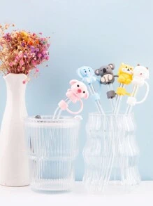 6 piezas Tapas de pajitas diferentes y aleatorias para tumblers de 30 onzas, tapas de pajitas reutilizables para pajitas de 0.24-0.32 pulgadas, accesorios para tazas