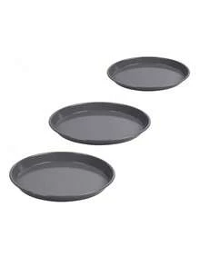 Set Molde 3 piezas Sartén Para Pizza Hondo Antiadherente Kit Charola Acero Horneado Deny Toys Cocina - Albaricoque - Ver 2