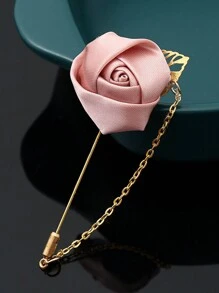1 Peça Boutonnière de Noivo em Rosa de Seda com Folha de Corrente Dourada para Decoração de Noivo, Casamento e Festa de Casamento, Melhor Presente, Decoração de Casamento, Decoração Doméstica, Decoração de Quarto, Lembrancinhas de Festa, Decorações de Aniversário de Noiva, Formatura, Decorações de Festa Despedida de Solteira