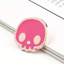 Fashionable Pink Skull Brooch For Men, Metal Paint Badge Backpack Clothing Accessories For Men Skeleton Pin For Clothes Bag Charm Backpack For School