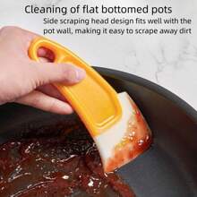 1pc Camping & Picnic Silicone Scraper, Pot Bottom Cleaner And Kitchen Multipurpose Scraper For Oil Stain - Yellow - View 1