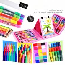 Juego de dibujo de 208 piezas, incluye crayones, plumas de marcador de acuarela, lápices de colores, herramientas de pintura, útiles escolares, vuelta a clases