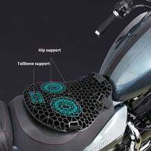 CHCYCLE Universal Motorcycle Gel Seat Cushion 3D Honeycomb Shock Absorbing Seat Pad For Comfortable Long Ride - Black - View 2