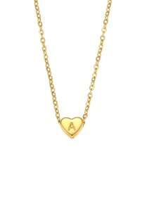 A Minimalist Necklace With A Small Heart-Shaped Letter Pendant, Made Of Stainless Steel And Plated With 18k Gold. Mini Necklace With Heart-Shaped Letter Pendant. - Letter Heart Necklace - View 16