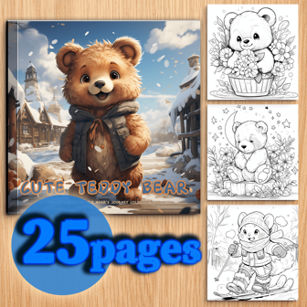 1pc Cute Bear Theme Coloring Books, Thickened 25 Pages Relieve Stress YNester Coloring Book For Party Festival Birthday Party School Starts Gift(7.87x7.87in) Back To School,Mother's Day,Mom's Gift