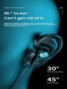 運動無線藍牙耳機，立體聲音效，掛繩設計，入耳式風格 - 黑色 - 查看 4