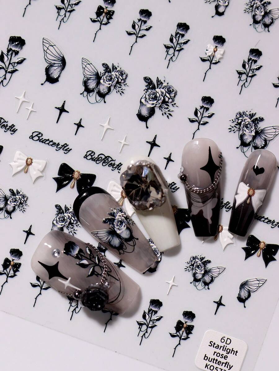1 Dark Style Liquid Butterfly Beauty Sticker Gothic Wind Starlight ...