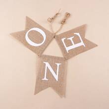 ONE一歲生日派對裝飾織物三角旗掛，長度3m/9.8ft，3入組 - 白色 - 查看 4