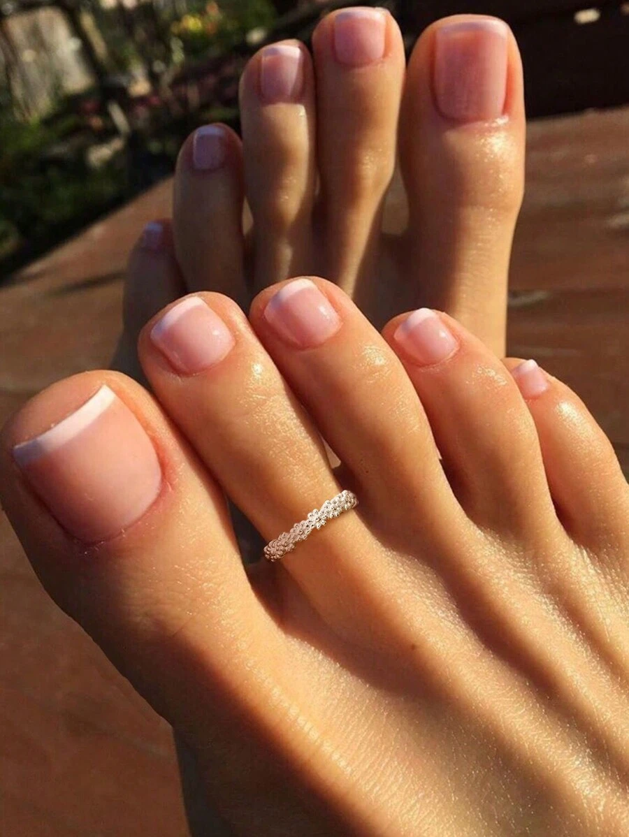 1pc Romantic White Chrysanthemums Toe Ring Ladies Jewelry For Women 925 Sterling Silver Exquisite Seaside Vacation Opening Foot Ring Fine Jewelry Gifts For Girls Vintage Party For Holiday - Style 1 - View 1