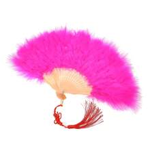 Éventail en tissu pour femmes, accessoire de danse, synthétique avec plumes et pliable, joli éventail de décoration de mariage. Meilleur cadeau pour l'anniversaire