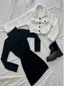 Women Two-Piece Outfits - 黑色 - 查看 2