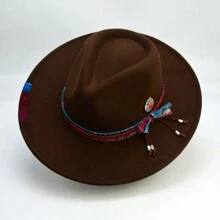 OIERNFE 1 件手工制作纹理风格时尚吊坠毡帽牛仔帽 - 彩色 - 查看 14