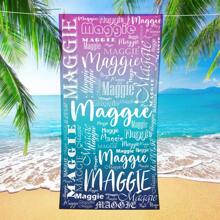 1 pièce Serviette de plage personnalisée, 80*160cm, serviette de plage personnalisée de 12 couleurs avec votre nom, serviette de plage absorbante, grande couverture de plage d'été, cadeau pour fête de plage, accessoires de plage multifonctionnels, séchage rapide pour anniversaires, Saint-Valentin, Fête des Mères, anniversaires, Jour des Enfants, Fête des Pères, remise des diplômes, mariages, pendaison de crémaillère, salle de bain, salon, chambre à coucher, décoration pour vacances à la maison, essentiels de voyage