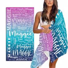 1 pièce Serviette de plage personnalisée, 80*160cm, serviette de plage personnalisée de 12 couleurs avec votre nom, serviette de plage absorbante, grande couverture de plage d'été, cadeau pour fête de plage, accessoires de plage multifonctionnels, séchage rapide pour anniversaires, Saint-Valentin, Fête des Mères, anniversaires, Jour des Enfants, Fête des Pères, remise des diplômes, mariages, pendaison de crémaillère, salle de bain, salon, chambre à coucher, décoration pour vacances à la maison, essentiels de voyage