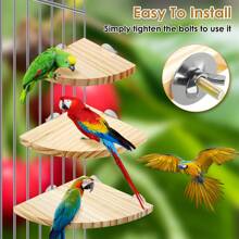6Pcs Bird Perch Platform Wooden Bird Perch Corner Stand Easy Installation Parrot Perch Corner Shelf Sturdy Bird Perch Platform Stand For Parakeet Conure Cockatiel Budgie 10x10cm 13x13cm 17x17 Cm