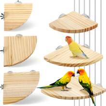 6Pcs Bird Perch Platform Wooden Bird Perch Corner Stand Easy Installation Parrot Perch Corner Shelf Sturdy Bird Perch Platform Stand For Parakeet Conure Cockatiel Budgie 10x10cm 13x13cm 17x17 Cm