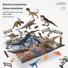 1-76 piezas Conjunto de juguetes de dinosaurios jurásicos, figuras realistas de dinosaurios de plástico blando como Triceratops, T-Rex, Pteranodon y otros, regalos educativos para fiesta de cumpleaños - Multicolor - Ver 5