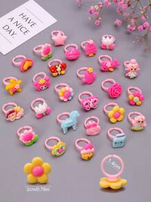 10/25/36/50/100pcs Kids Cartoon Rings, Matte Finish Rings, Assorted For Girls Pretend Play & Dress Up, Colorful Rings For Daughters & Granddaughters, Birthday/Party Favors, Children's Holidays Gifts