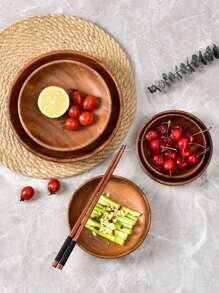 1pc Solid Wood Multi-Use Acacia Wood Salad Bowl, Whole Wood Craft, Creative Wooden Rice Bowl, Circular Wooden Bowl, Japanese-Style Minimalist Wood Grain Large Capacity Soup/Noodle Bowl For Home, Salad, Table, Noodles, Desserts ,Kitchen,Christmas Gift