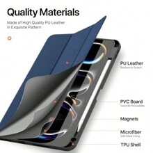 DUX DUCIS 1pc DUCIS Trifold Tablet Case Compatible With Galaxy Tab, IPad, XM Pad, Redmi Pad, Tab, Pixel Tablet, Nokia T21, OnePlus Pad/OPPO Pad 2, Realme Pad, Realme Pad 2 11.5, With Stylus Pen Holder & Auto Sleep Wake, Dirt-Resistant Shockproof, Anti-Fingerprint, Magnetic Closure, Anti-Scratch, Trifold Stand