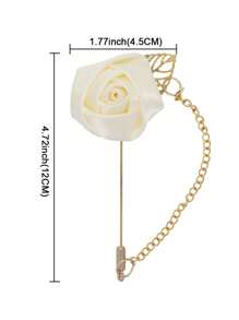 1 Peça Boutonnière de Noivo em Rosa de Seda com Folha de Corrente Dourada para Decoração de Noivo, Casamento e Festa de Casamento, Melhor Presente, Decoração de Casamento, Decoração Doméstica, Decoração de Quarto, Lembrancinhas de Festa, Decorações de Aniversário de Noiva, Formatura, Decorações de Festa Despedida de Solteira