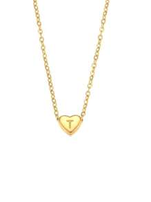 A Minimalist Necklace With A Small Heart-Shaped Letter Pendant, Made Of Stainless Steel And Plated With 18k Gold. Mini Necklace With Heart-Shaped Letter Pendant. - Letter Heart Necklace - View 25