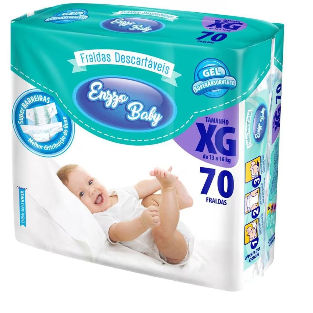 Enzzo Baby XL Infant Diaper 13-16kg 70pcs - 綠色 - 查看 1