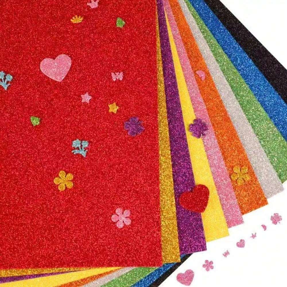 ULTNICE 10 Tarjetas De Papel Con Purpurina, Tamaño A4, Para Manualidades