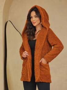 Women Winter Coats - Rust Brown - View 3