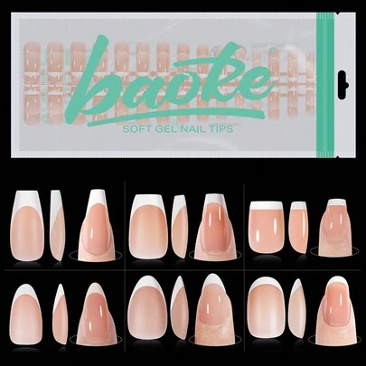 120 片浅裸色微笑法式指甲贴，短杏仁形棺材方形椭圆形亚克力指甲贴，15 种尺寸假指甲贴，升级款浅粉色软凝胶全覆盖按压式美甲，适合春夏季节居家 DIY 或送礼 - 女性指甲护理必备，按压式美甲产品按压式美甲用品美甲