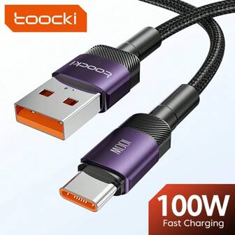 Toocki USB A To Type C Cable,(1M/2M/3M/), 100W (6A ), For P30 P40 POCO Realme Oneplus Data Wire