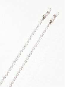 1 pièce Chaîne de lunettes décorative en perles acryliques transparentes, sangle de lunettes, support de lunettes de soleil, sangles pour lunettes pour femmes, peut être utilisé comme corde de suspension de masque. Accessoires de lunettes pour femmes - Blanc - Voir 5