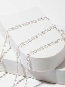 1 pièce Chaîne de lunettes décorative en perles acryliques transparentes, sangle de lunettes, support de lunettes de soleil, sangles pour lunettes pour femmes, peut être utilisé comme corde de suspension de masque. Accessoires de lunettes pour femmes - Blanc - Voir 4