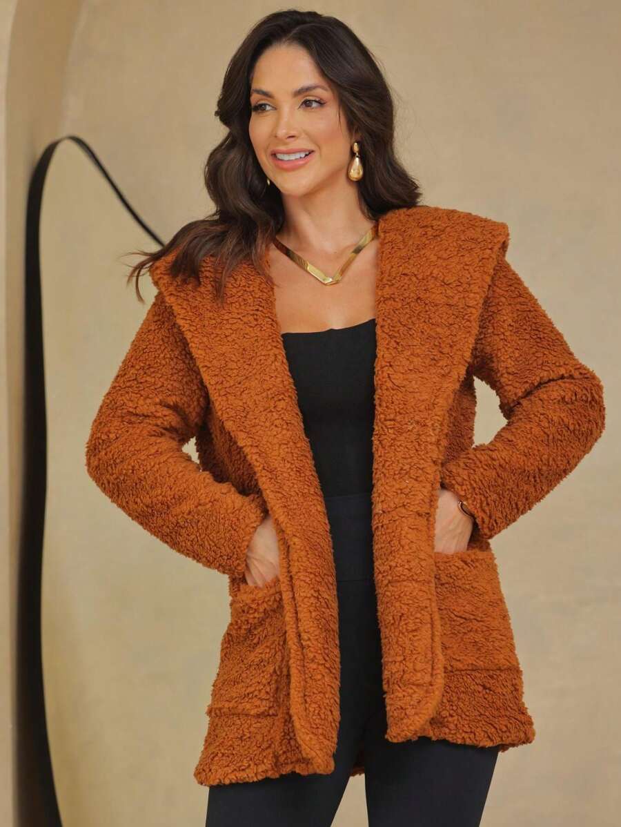 Women Winter Coats - Rust Brown - View 1